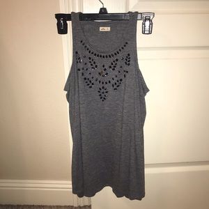 Grey cold shoulder top